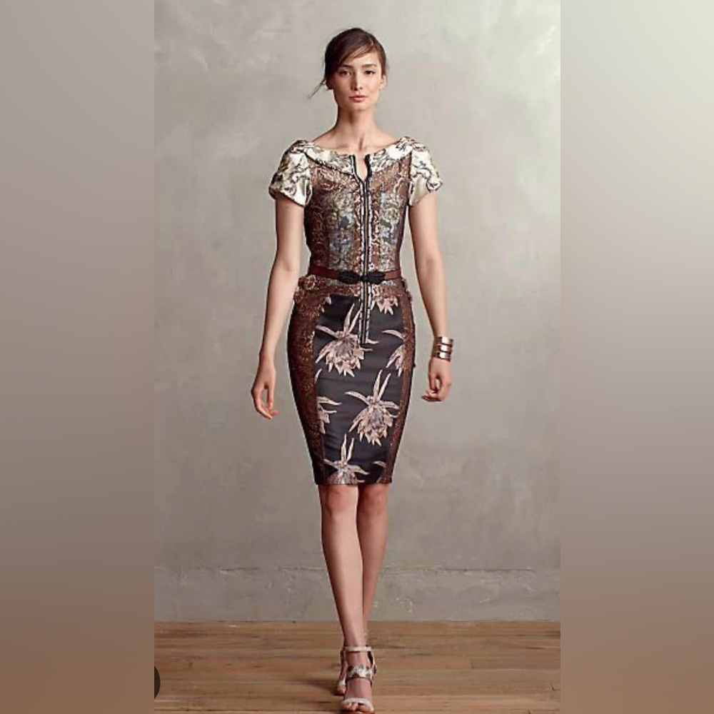 Byron Lars Brocade Anthropologie dress 10 petite , htf
